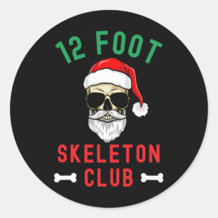 Christmas 12 Foot Skeleton Club Giant Skelly Hallo Classic Round Sticker