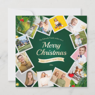 Christmas 12 Photo Collage Holiday Card