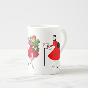 Christmas 1950 Vintage Ladies Bone China Mug
