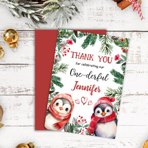 Christmas 1° Birthday Winter Cute Thank You Card