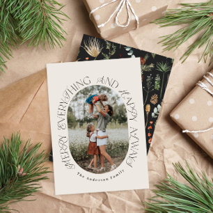 Christmas 1 photo arch watercolor botanical floral holiday card