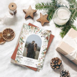 Christmas 1 photo arch watercolor botanical floral holiday card<br><div class="desc">Mery Christmas modern elegant watercolor dried botanical floral muted colours holiday arch 1 photo Christmas card.</div>
