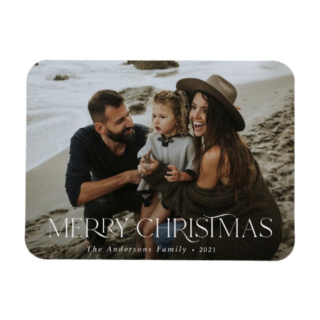 Christmas 1 photo botanical floral folded holiday magnet (Horizontal)