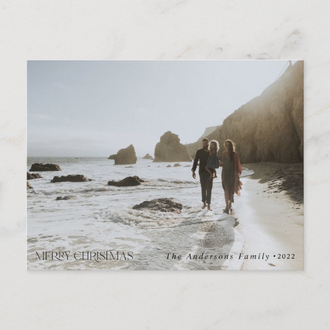 Christmas 1 photo botanical floral folded holiday  postcard (Front)