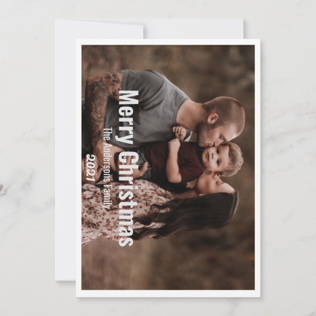 Christmas 1 photo botanical floral holiday card (Front)