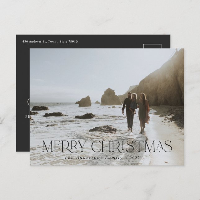 Christmas 1 photo botanical floral stag postcard (Front/Back)