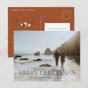 Christmas 1 photo botanical floral stag postcard