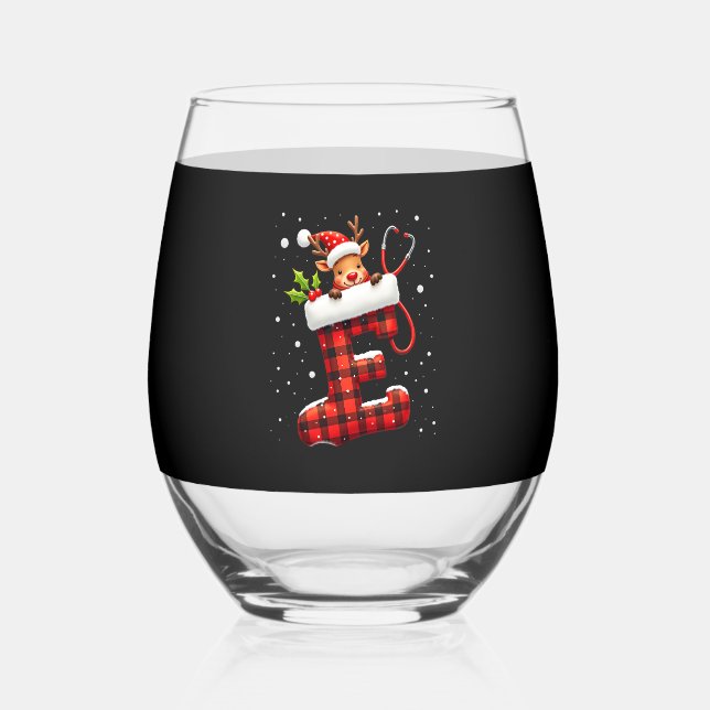 Christmas (1) stemless wine glass (Front)