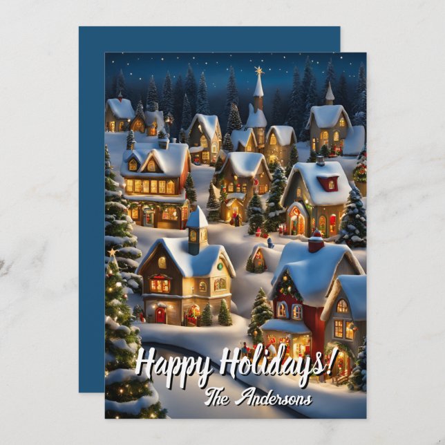 Christmas 1 Village, Happy Holidays,Christmas card (Front/Back)