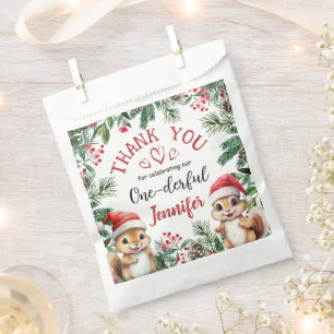 Christmas 1st Birthday Cute Squirrel Winter Favour Bag