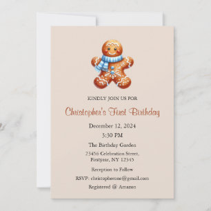 Christmas 1st Birthday, First Birthday Decemeber Invitation