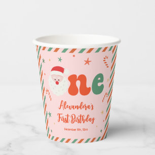 Christmas 1st Birthday Party Girl  Paper Cups
