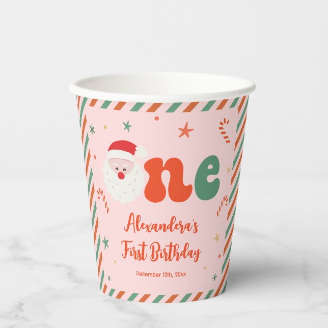 Christmas 1st Birthday Party Girl  Paper Cups (Front)