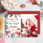Christmas 1st Birthday Snowman Thank You Card<br><div class="desc">Share the magic of your little one's first birthday with our 'Cute Snowman Christmas 1st Birthday Thank You Card'. Express your gratitude in style. Shop now and send your warmest thanks!</div>
