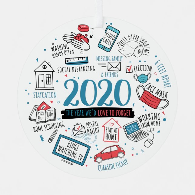 Christmas 2020 Commemorative Quarantine Activities Metal Tree Decoration (Front)