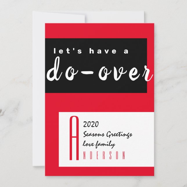 Christmas 2020 Lets Have a Do Over Modern RdBlack Card (Front)
