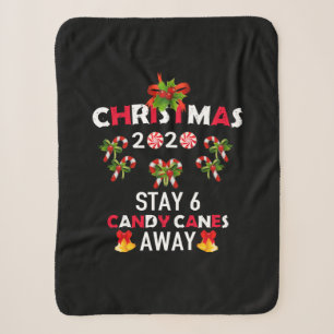 Christmas 2020 Stay 6 Candy Canes Away Sherpa Blanket