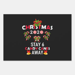 Christmas 2020 Stay 6 Candy Canes Away Wrapping Paper Sheet