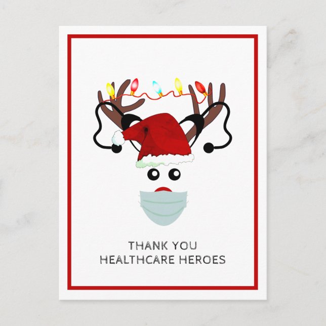 Christmas 2020 Thank You Healthcare Heroes Holiday Postcard (Front)
