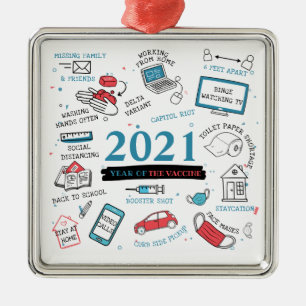 Christmas 2021 Covid Vaccine Year Keepsake Metal Ornament
