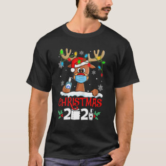 Christmas 2021 Funny Reindeer With Mask Quarantine T-Shirt