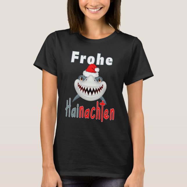 Christmas 2021 Merry Hainachten Grinsender Shark T-Shirt (Front)