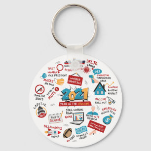 Christmas 2021 Pandemic Vaccine Year Memorabilia Key Ring
