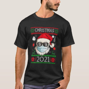 Christmas 2021 Santa Wearing Face Mask Ugly Xmas Q T-Shirt
