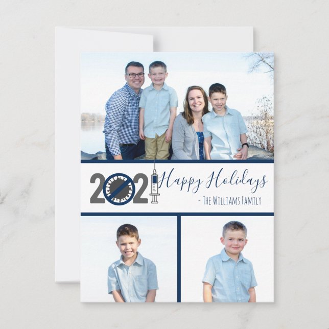 Christmas 2021 vaccines and post pandemic  holiday card (Front)