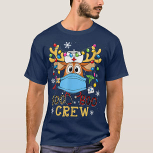 Christmas 2022 Boo Boo Crew Reindeer Nurse Leopard T-Shirt