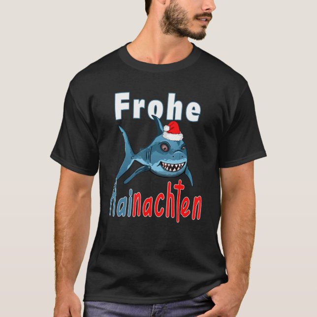 Christmas 2022 Merry Hainachten Santa Shark T-Shirt (Front)