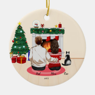 Christmas 2022 Personalise Family Mum Dad Cat Ceramic Ornament