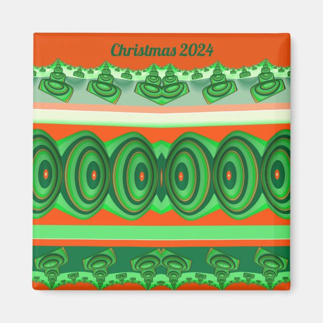 CHRISTMAS 2023 ~ 3D Fractal red green white ~ Magnet (Front)