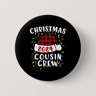 Christmas 2024 Cousin Crew Xmas Lights Santa Hat P 6 Cm Round Badge