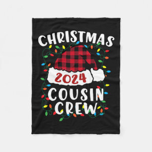 Christmas 2024 Cousin Crew Xmas Lights Santa Hat P Fleece Blanket
