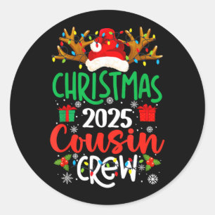 Christmas 2025 Cousin Crew Pajama Xmas Lights Classic Round Sticker