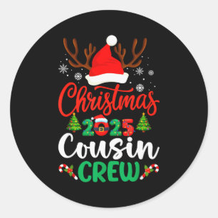 Christmas 2025 Cousin Crew Pajamas Xmas Lights Fam Classic Round Sticker