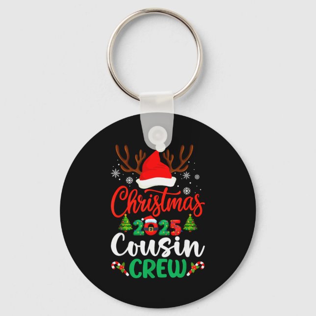 Christmas 2025 Cousin Crew Pyjamas Xmas Lights Fam Key Ring (Front)