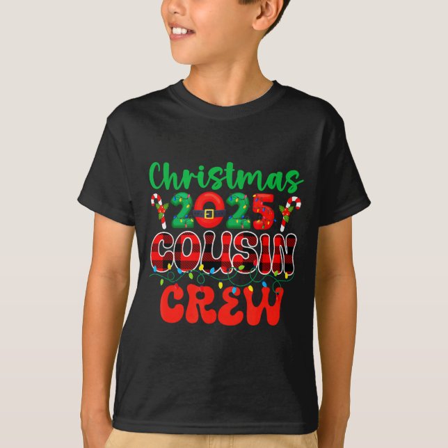 Christmas 2025 Cousin Crew Xmas Lights Family Reun T-Shirt (Front)