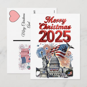 Christmas 2025 During Americas Semiquincentennial Holiday Postcard