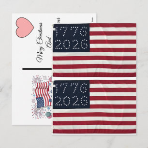 Christmas 2025 During Americas Semiquincentennial Holiday Postcard