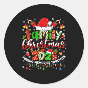 Christmas 2025 Pajamas Pjs Family Matching Outfit Classic Round Sticker