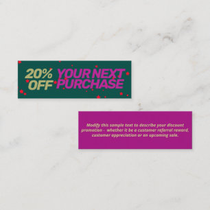 Christmas 20% OFF Customer Discount Coupon  Mini Business Card