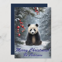 Christmas 2 panda, Happy Holidays, Christmas card