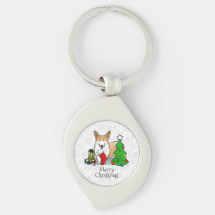 Christmas 2 Pembroke Welsh Corgi (red 1) Tree Cute Key Ring