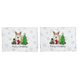 Christmas 2 Pembroke Welsh Corgi (red 1) Tree Cute Pillowcase