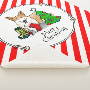 Christmas 2 Pembroke Welsh Corgi (red 1) Tree Cute Sherpa Blanket