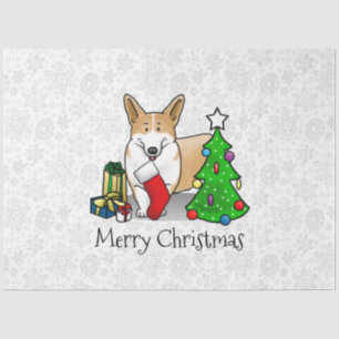 Christmas 2 Pembroke Welsh Corgi (red 1) Tree Cute Tissue Paper