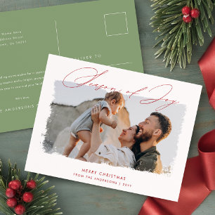 Christmas 2 Photo Sage Green Modern Script Postcard