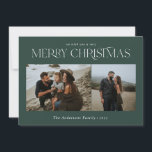 Christmas 2 photo watercolor botanical green holiday card<br><div class="desc">Merry Christmas modern elegant watercolor dried botanical floral muted colours green holiday 2 photo Christmas card.</div>